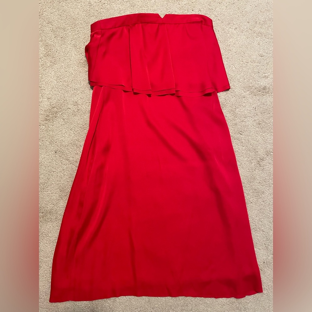 Reiss Red Rum Raffy Ruffle Dress Size 10 - Picture 5 of 10